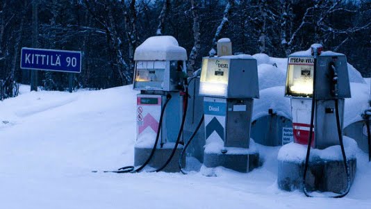 gas station snow