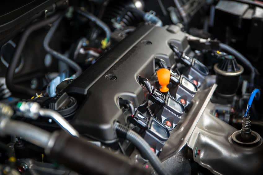 close up image of a car engine