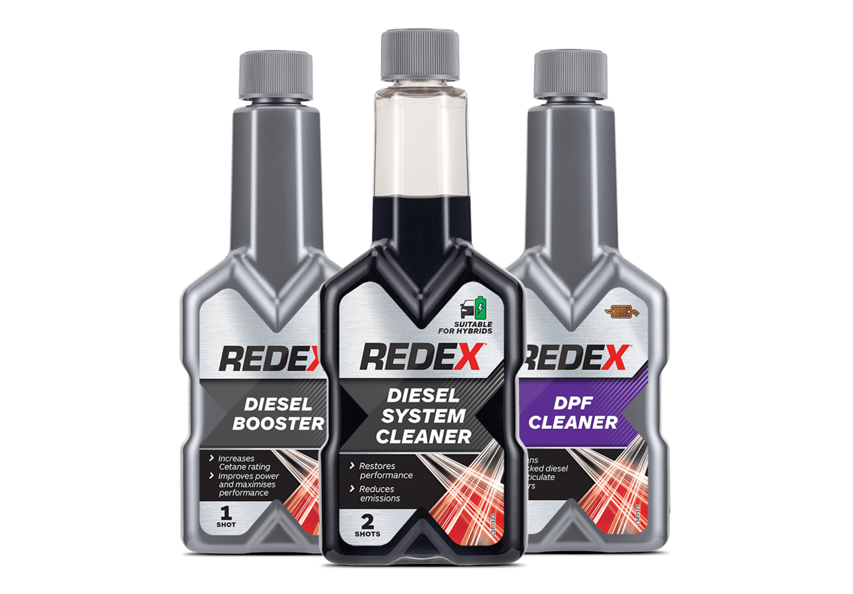 Redex diesel booster, Redex diesel system cleaner and Redex DPF clean bunched together